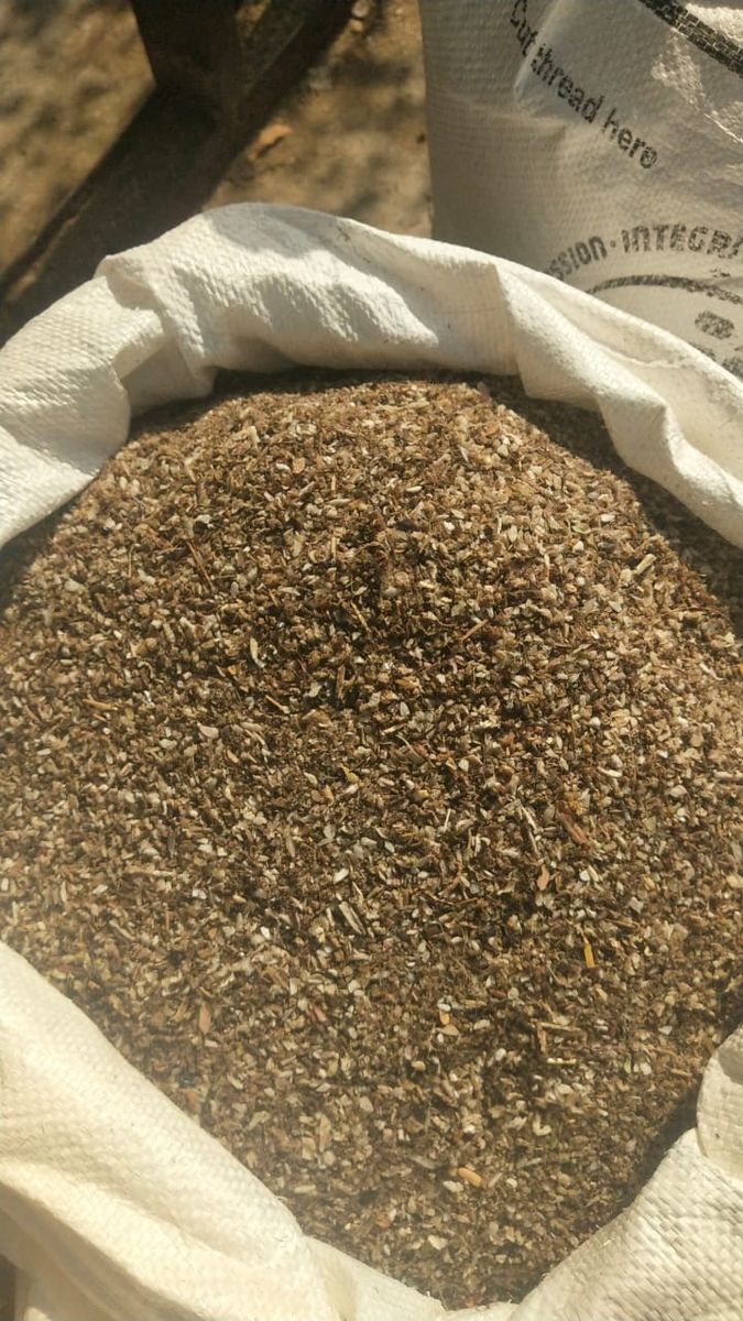 Coarse bone meal particles in a sack - FAMCO supplied sample